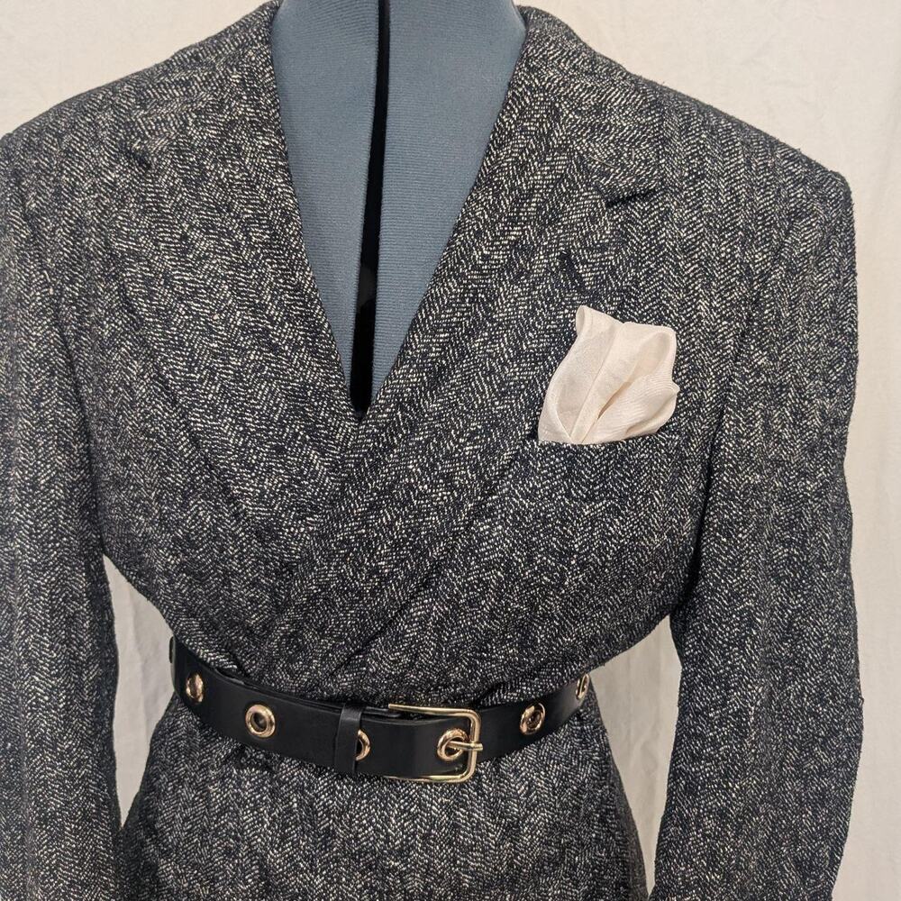 Vintage ivory pocket square in lightweight semi-sheer silk or silk like fabric